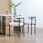 Dining Chairs, Upholstered with Metal Legs, Cream White (Set of 2)