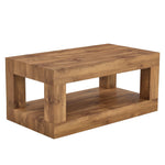 Modern 2-Tiered Coffee Table with Rectangular Open Storage Shelf, MDF