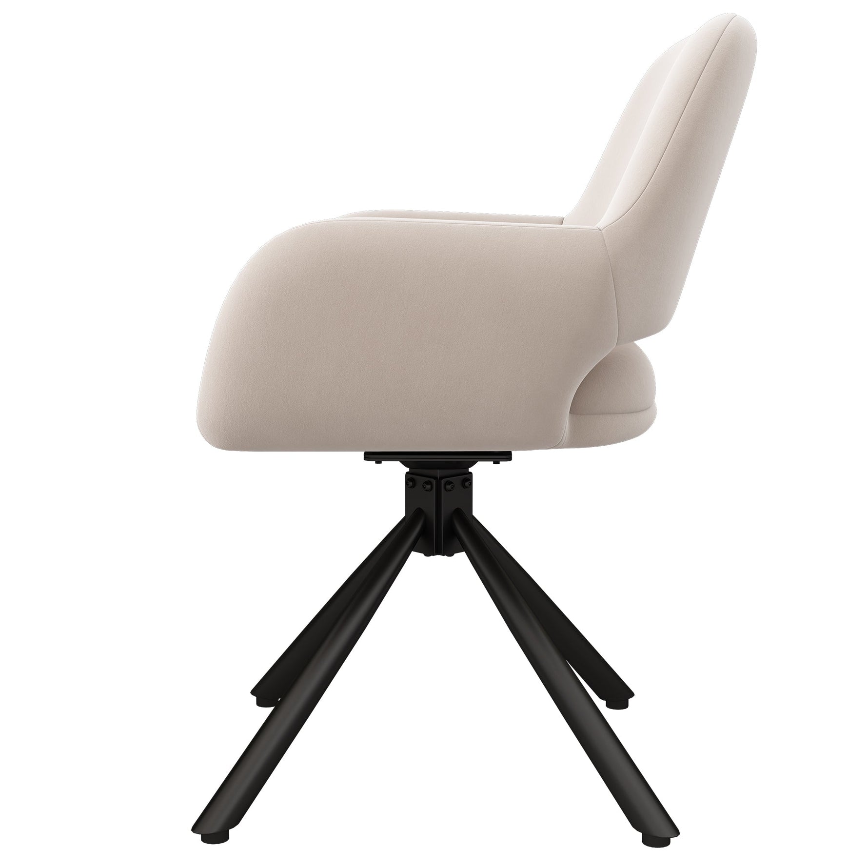 Swivel Dining Chair Set of 4 with Handrails, Modern and Simple, Beige Velvet