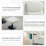 023 Recliner Chair, 5-Point Massage, Electric Heat, Footstool, 360° Swivel, Chenille Fabric White