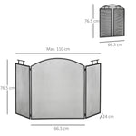 Fireplace Guard, Three-Part Foldable Spark, Iron