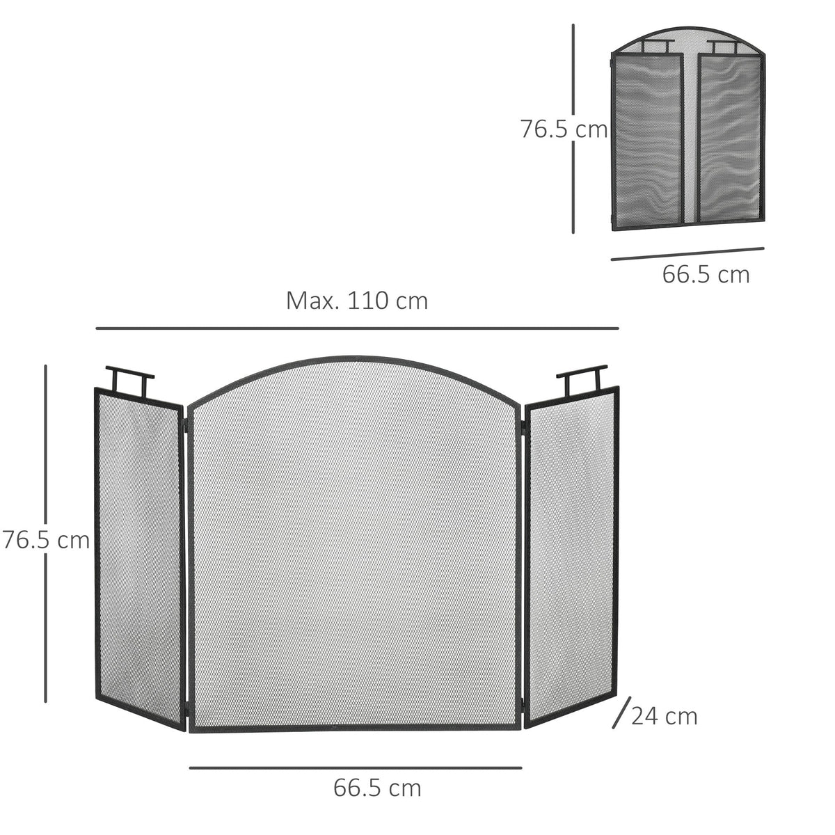 Fireplace Guard, Three-Part Foldable Spark, Iron