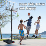 Outdoor Basketball Hoop with Height Adjustment and Rust-Proof Coating, White Silk-Screen Design