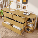 Sideboard 160cm Roman Design Bamboo Shelves 6 Drawers Oak