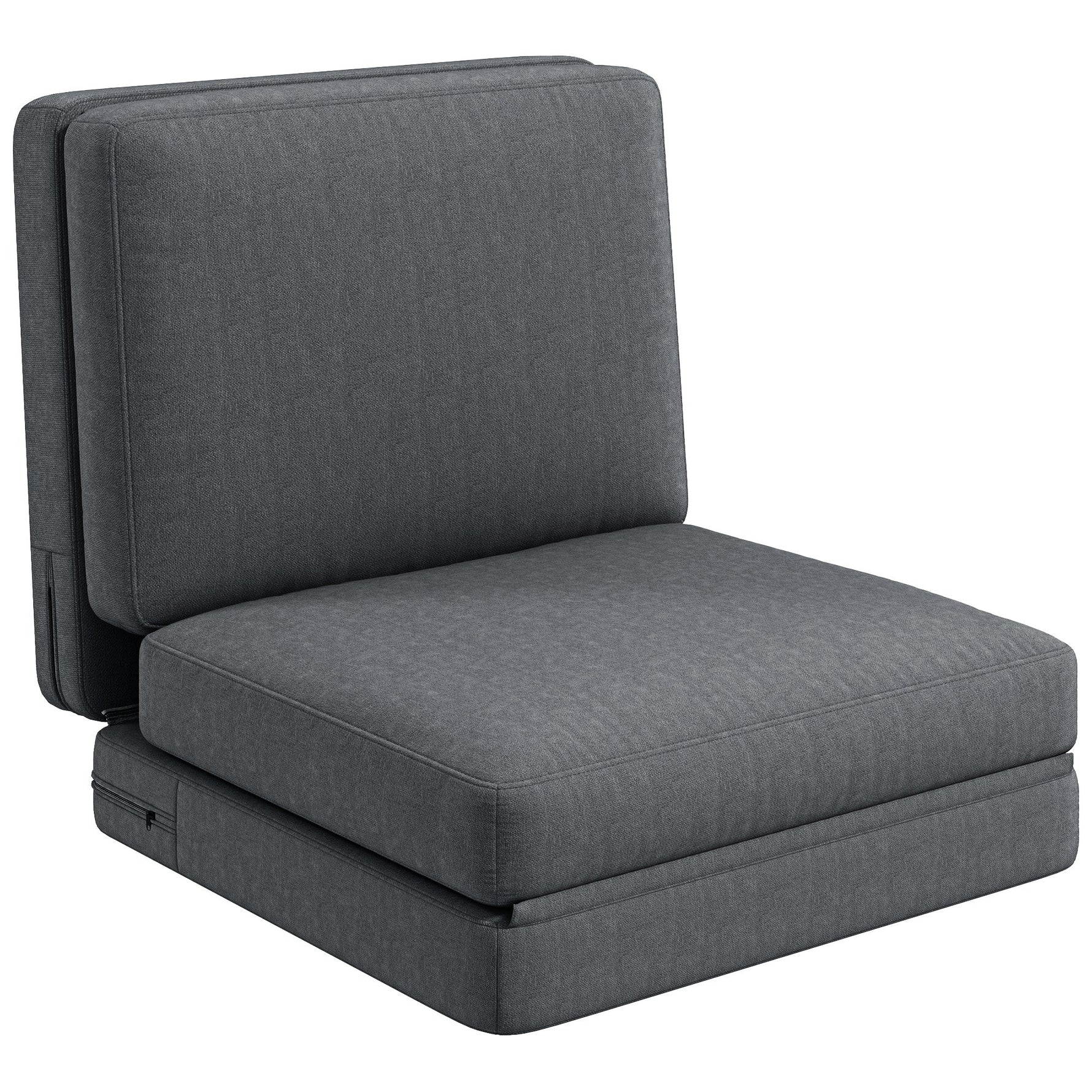 Folding Sofa Bed, 3-in-1 Velvet, Storage Space, Dark Grey