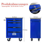 4-Drawer Tool Trolley, Multifunctional Rolling Storage, Metal, Black & Blue