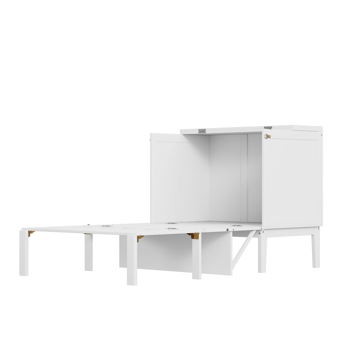 Wall Bed, 90x200 cm, Slatted Frame, Youth, White
