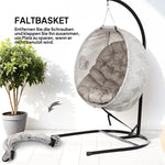 Egg-Shaped Outdoor Hanging Chair, Foldable Swing with Cup Holder, Sand