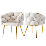 Luxurious Velvet Chairs Set of 2 Modern Ergonomic Gold-Plated Iron Legs Beige