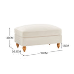 Windsor Stool with Removable Ruffled Skirt and Chenille Fabric, White
