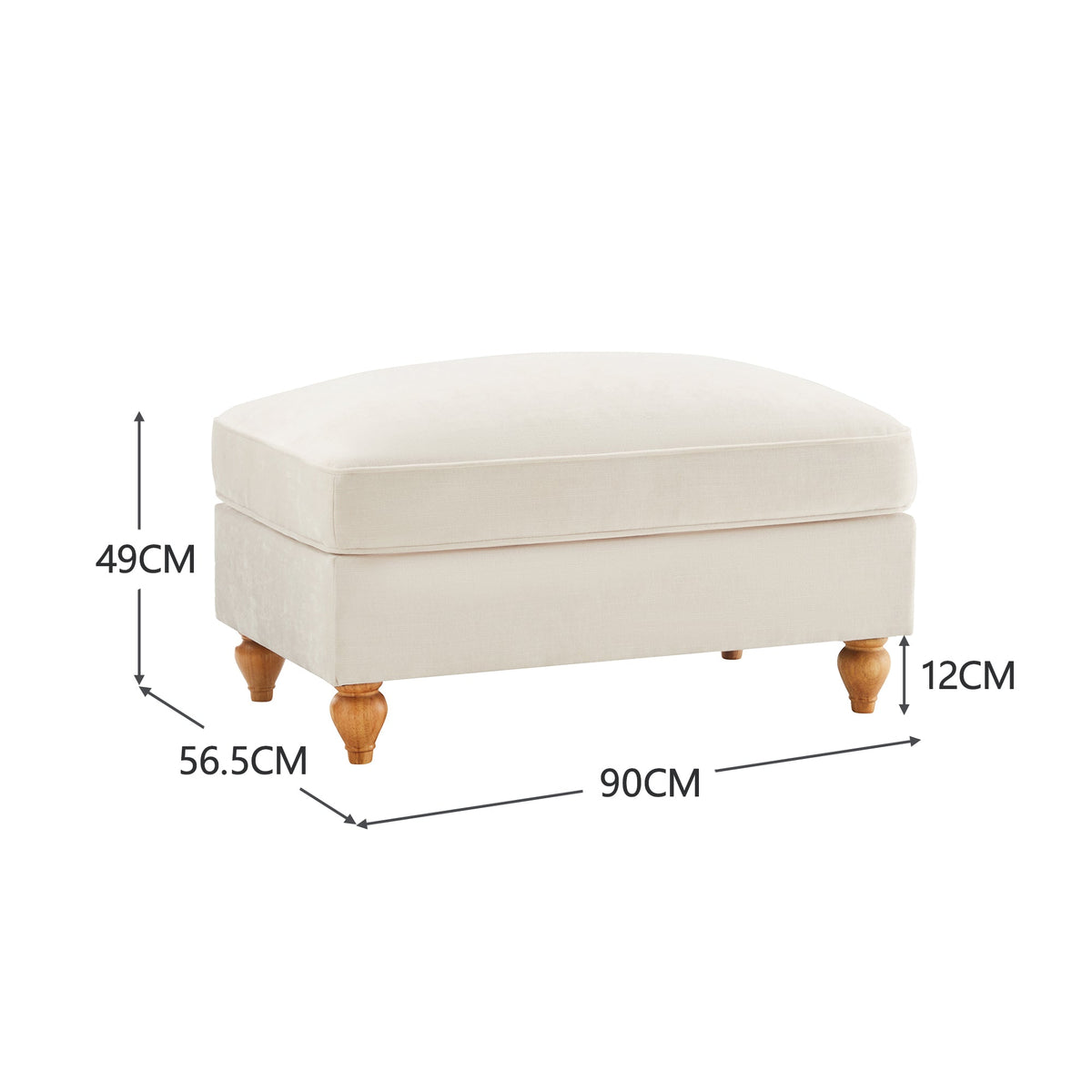 Windsor Stool with Removable Ruffled Skirt and Chenille Fabric, White