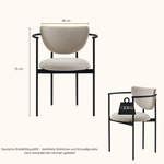 Lunar Dining Chair with Armrests, Ergonomic Set of 2 with Metal Frame, Khaki