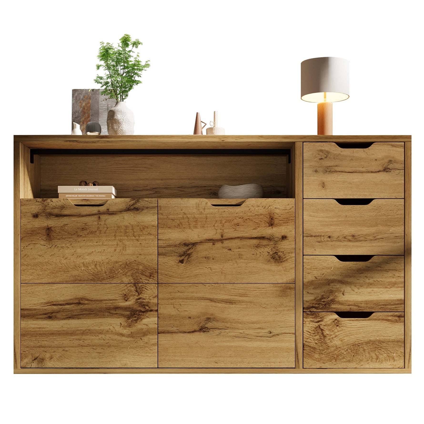 Modern Furniture - Integrated Storage, LED & USB Features - Mixed Materials