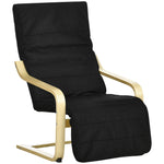 Reclining Armchair Rocking Chair Adjustable Footrest Linen Look, Birch Wood Black