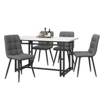 Dining Table Set 5-Piece 120x70cm Modern Kitchen Dark Grey Linen Black