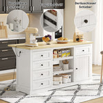 Sideboard/Kitchen Island/Bar Cabinet 5 Drawers 2 Shelves Extension Panel Sockets, White