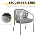 Seating Group 2 Chairs Coffee Table Balcony Furniture Steel Grey