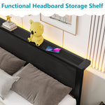Single Metal Platform Bed Frame with Storage, 120x200cm, Vintage Black