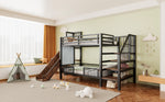 Children's Metal Loft Bed with Slide, Storage Stairs and Shelves, Black