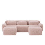 U-Shaped Modular Sofa Plush No Assembly High-Resilience Foam - Pink