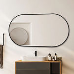 Capsule Wall Mirror 60x120 cm Modern Vanity, Black Aluminum Frame