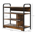 Shoe Rack 4 Levels, Max 11 Pairs, Rustic Brown