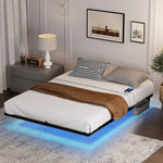 Floating Metal Bed with LED Lighting, 160x200 cm, Black