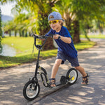 Kids' Scooter with 12-Inch Pneumatic Tires and Kickboard, Aluminum, Black