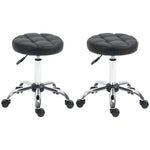 Salon Stools, Height Adjustable Swivel Rolling, Faux Leather Black