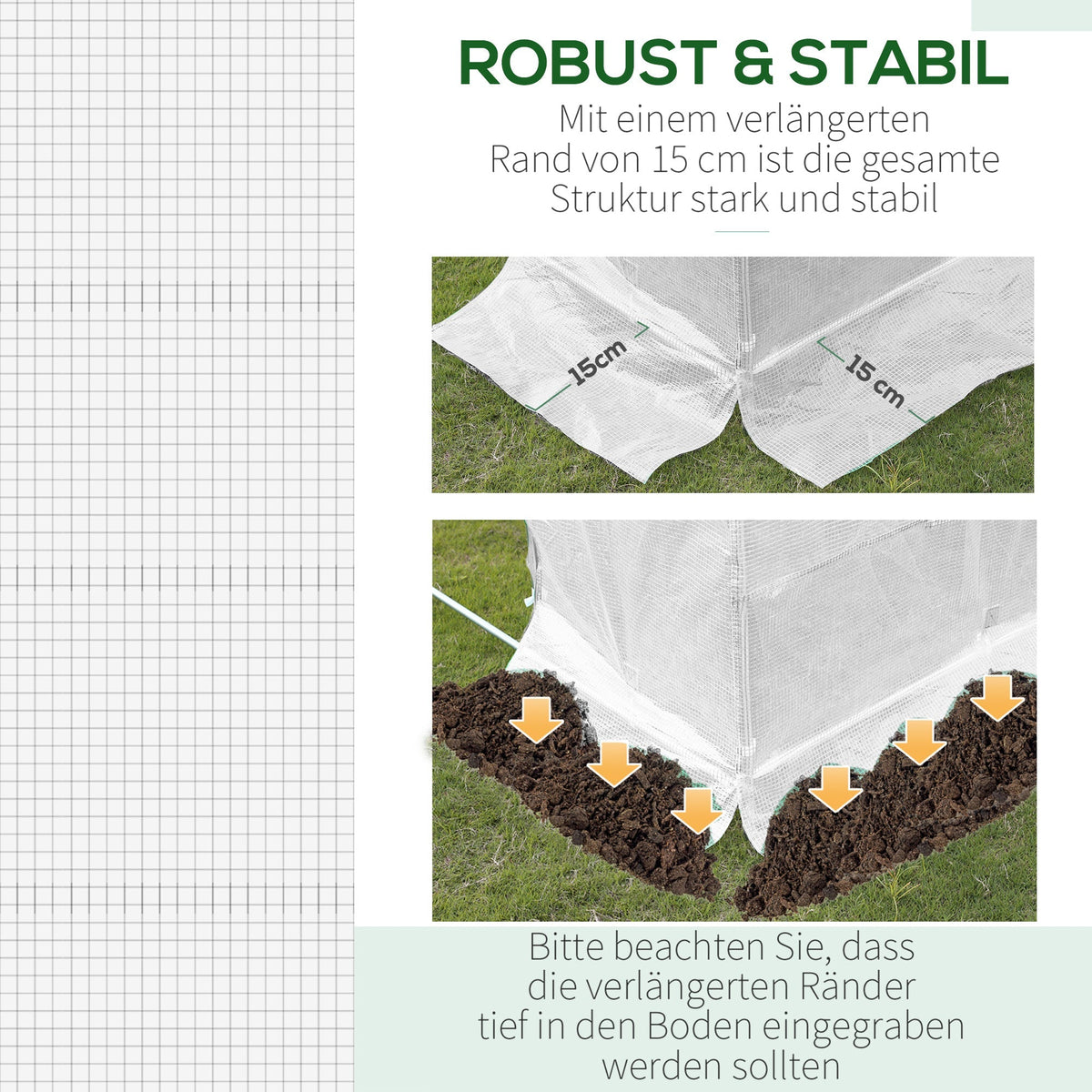 Replacement Cover 600x300x200cm, Front Door, 12 Windows, Tear-Resistant Film, White