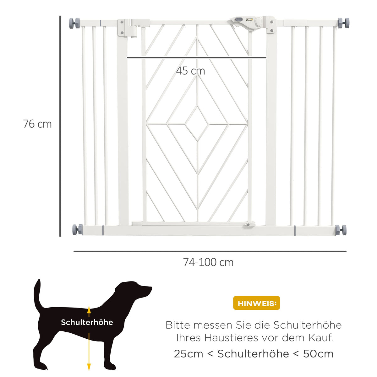 Stair Gate, Automatic Drill-Free Door Barrier, White