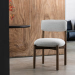 Wooden Chair Frank Upholstered Seat Small Packing Size, Walnut/Beige