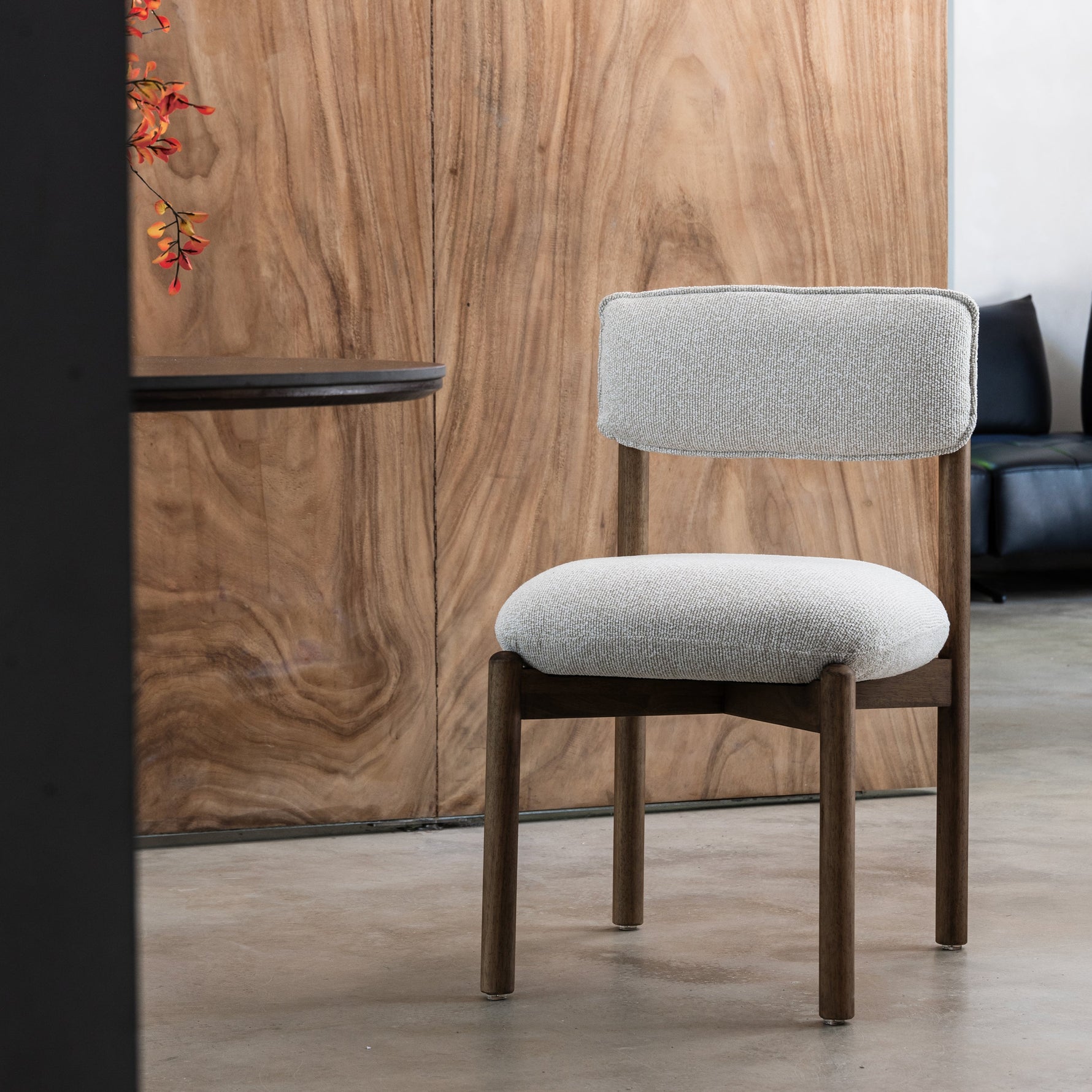 Wooden Chair Frank Upholstered Seat Small Packing Size, Walnut/Beige