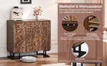 Sideboard/Chest of Drawers, 80×40×78cm, 2 Doors & 2 Drawers, Leaf Relief, Dark Walnut Look