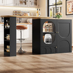 Bar Table 360° Rotating Counter with Storage, White/Black