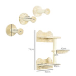 Cat Climbing Steps Set, 4-Piece Wall Stairs with Scratching Post & Hammock, Beige/Cream-White
