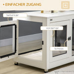 Dog Cage with Table Top, Cushion, 2 Doors, White+Black