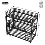 Triple Bunk Bed 90x200cm Metal for Children & Adults, Black