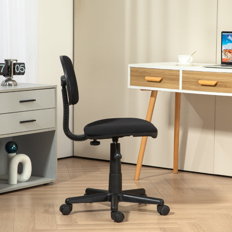 Office Chair Ergonomic Desk, Height-Adjustable Swivel, Black Fabric