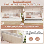 Daybed with Pull-out Bed, 90x200cm and 90x190cm, Space-Saving Wood, White