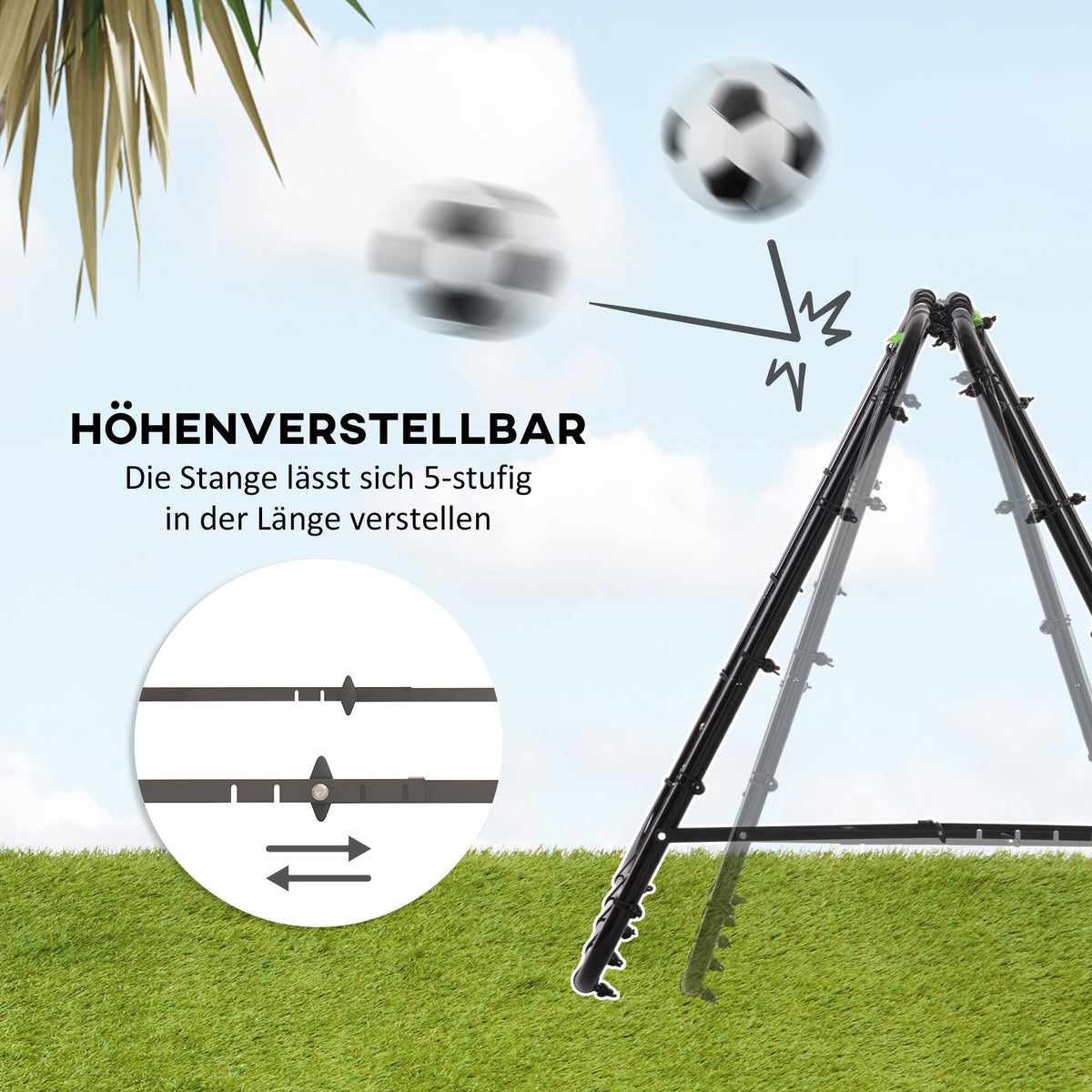 Football Rebounder Double-Sided Adjustable in 5 Levels Steel Black