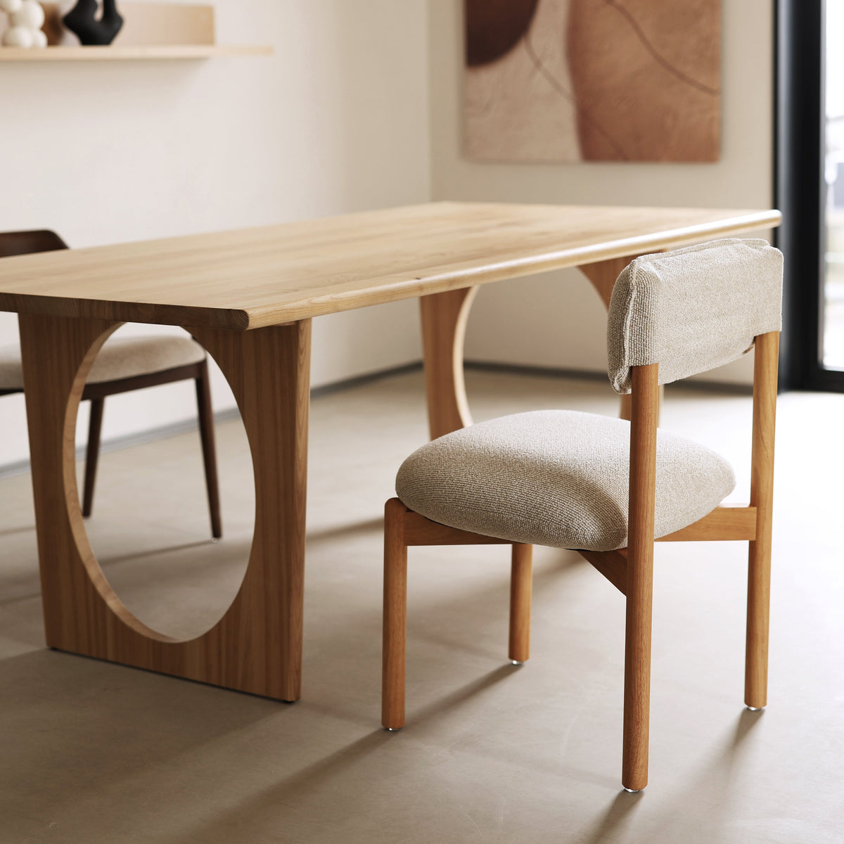 Wooden Chair Frank, Upholstered Small Packing Size, Natural/Beige