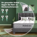 Upholstered Double Bed, 140x200cm with Headboard, Black Linen
