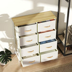Bedroom Chest of Drawers, 8 Fabric Drawers, Steel, Beige