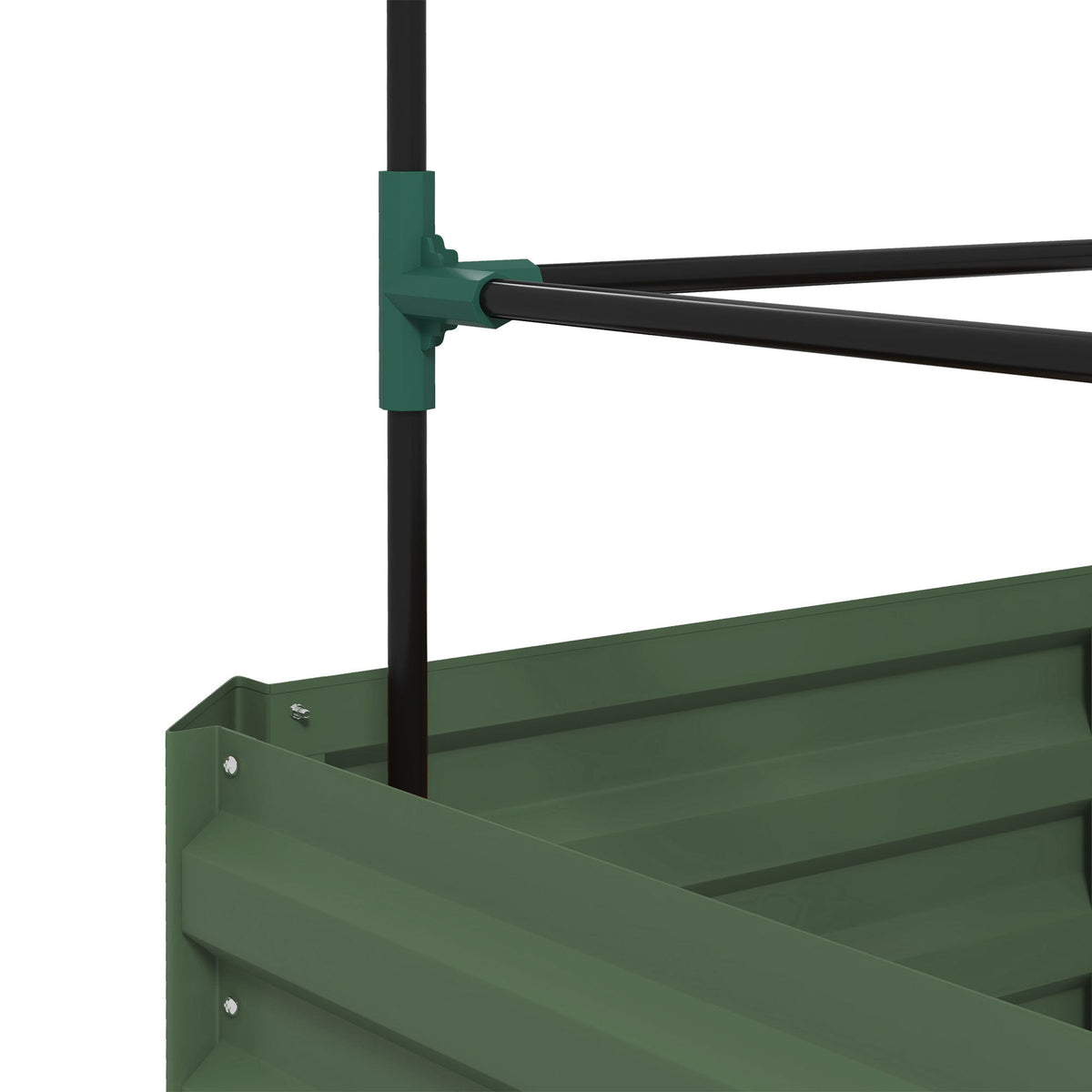 Raised Garden Bed with Trellis Flower & Vegetable Planter, Galvanized Steel, Green