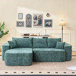 Cloud Couch L-Shaped Corner Sofa, 262cm with XXL Deep Seat and Chaise Longue, Green Chenille