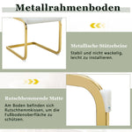Dining Chair Set of 2, High Backrest and Padded Cushion with Diamond Pattern, White and Gold Metal