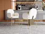 Dining Chairs and Lounge Chairs with Gold Legs, Set of 2, Beige Teddy