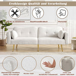 Two-Seater Sofa Bed Adjustable Backrest Gold Metal Feet