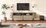 TV Cabinet Lowboard 160cm 2 Doors 2 Drawers for 65 Inch - Natural Wood